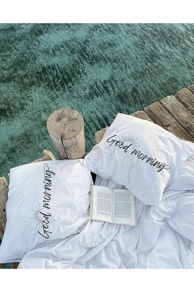 İzgi Concept Original Good Morning 2-Piece Pillow Case 50X70 cm |   For Sleeping Pillow |   White |   100% Cotton - Covered