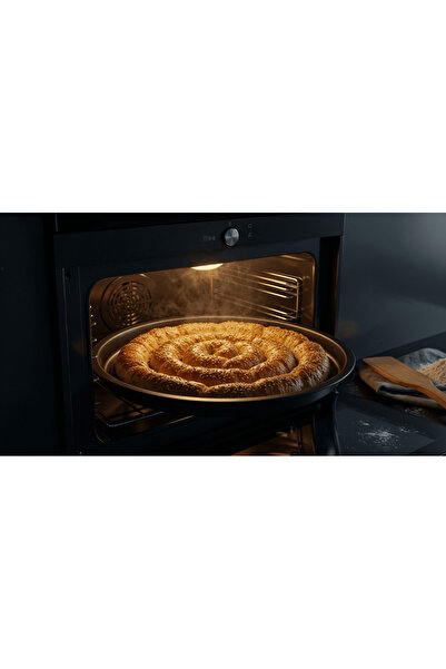 COOK-LAB 40 Cm Siyah Parlak Emaye Yuvarlak Baklava Börek Fırın Tepsisi