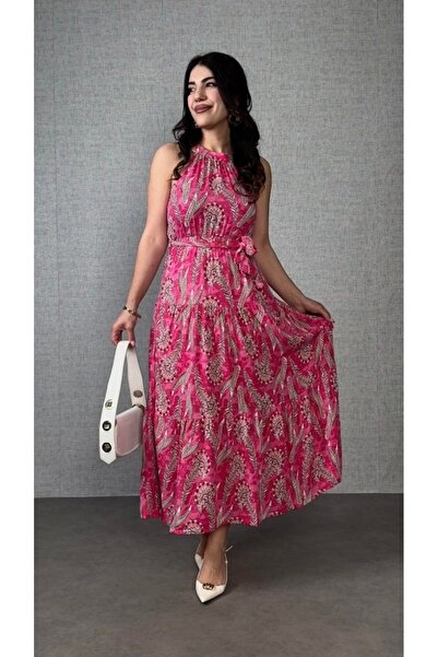 HAZEGO بلوزة نسائية من قماش الجيرسيه منقوشة مفتوحة من الكتفين