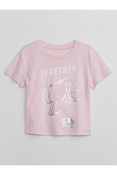 GAP Kız Bebek Açık Pembe Barbie™ Logo T-Shirt