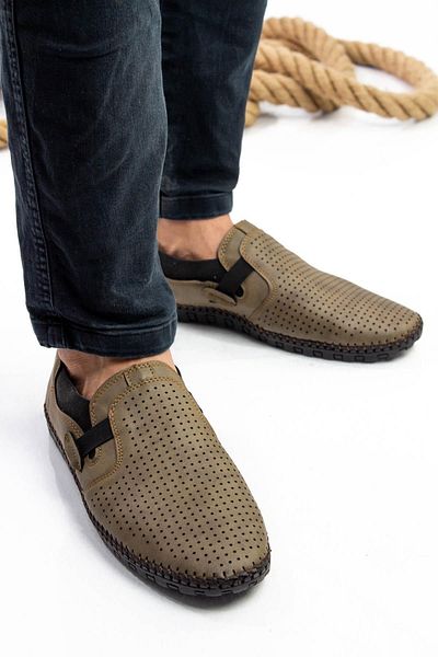 Moda Anna Sermoda Laceless Perforated Model Comfortable Sole Men's Shoes