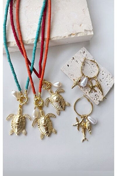 mos&more Paslanmaz Balık Deniz Yıldızı Charmlı Halka Küpe