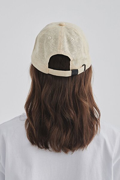 Nordbron Unisex Bej İpek Keten Görünümlü Zarif Arkadan Ayarlanabilir Kep Şapka Pamuklu İç Astar Bethnal