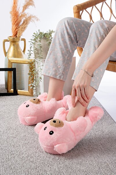Slipcat Ayıcık Figürlü Peluş Panduf Ev Pandufu Unisex