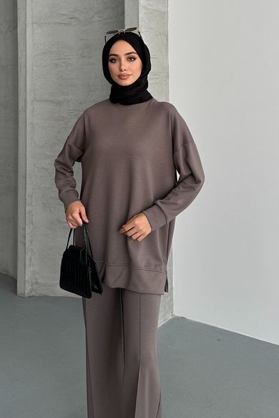 adba style Women's Modal Combed Cotton Oversize Hijab Tunic Set 4028