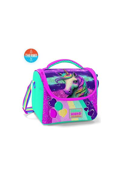 Coral High Pink Water Green Unicorn Patterned Thermo Lunchbox 11758