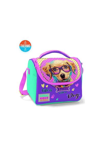 Coral High Yellow Pink Cute Dog Patterned Thermo Lunch Box 11752
