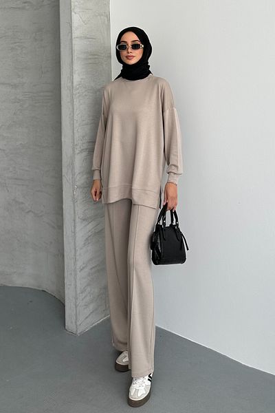 adba style Women's Modal Combed Cotton Oversize Hijab Tunic Set 4028