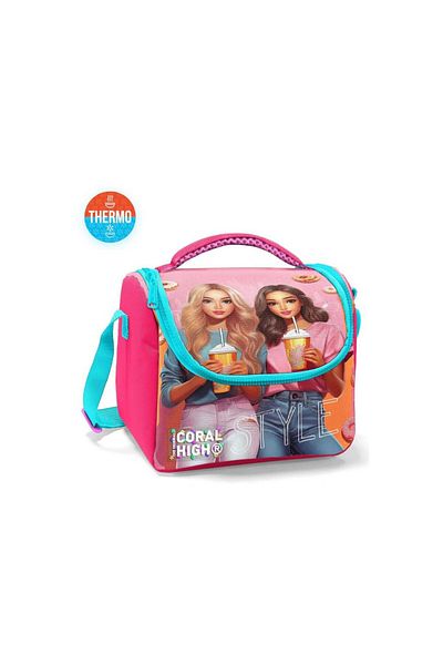 Coral High Kids Black Gray Dinosaur Patterned Thermo Lunchbox