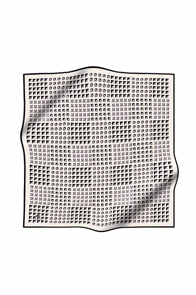 Vissona Бяла и черна рокля с геометричен десен 90x90 - 100% копринен туи, ръчно шита