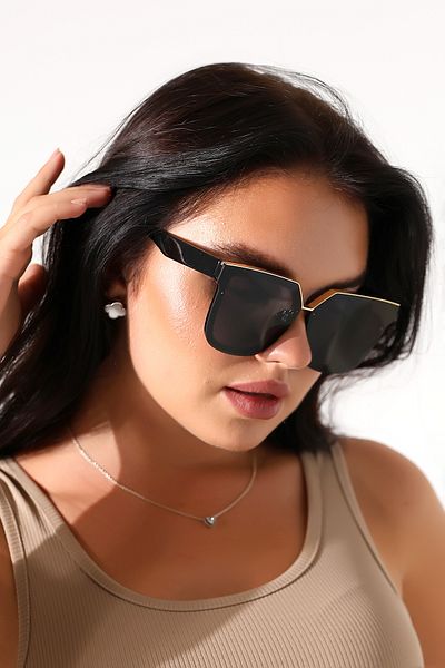 Lozzo Women's Black Oversize Uv400 Sunglasses 23016 C2