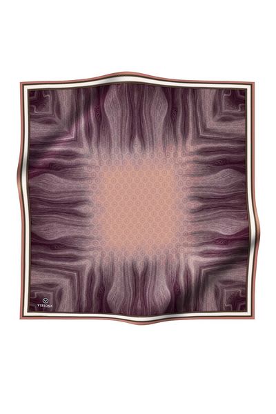 Vissona 100% Twill Silk Monogram Patterned Salmon Color 90x90 Sewing Shape : Hand Sewing Scarf