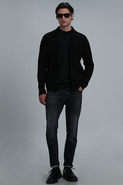 Lufian Pantaloni Darcy Smart Jean pentru bărbați, slim, gri închis