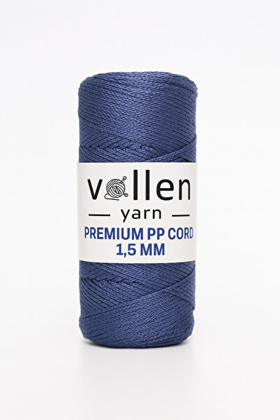 vollen yarn 1.5mm-150mt Polyester Makrome Ipi, Supla Ipi, Çanta Ipi, Bileklik Ipi, Makrame, Denim Mavi