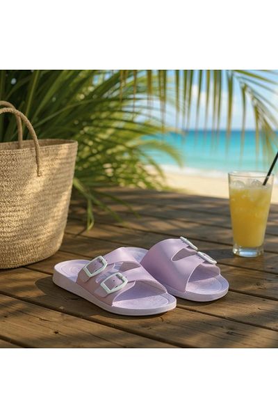 Minamoda Gzr Women's Double Buckle Slippers Adjustable Soft Sole Women's Slippers