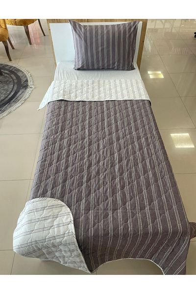 VİLERA HOME Gray Color Star Chain Pillow Case Single 155*215 Two-Way Multi-Purpose Bedspread