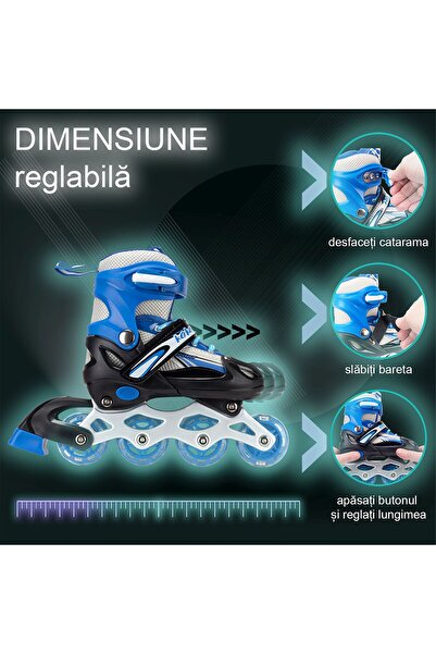 ACTION ONE Set de role Ciel, cu casca, protectii si geanta transport, reglabile, S (31-34), albastru