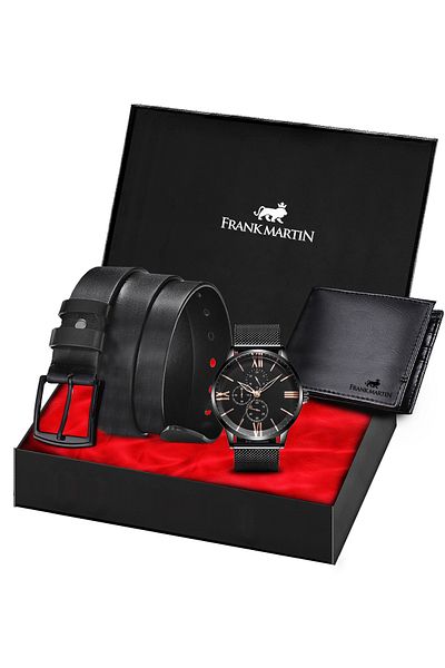 Frank Martin Men's Watch Wallet Belt Gift Set 20-002