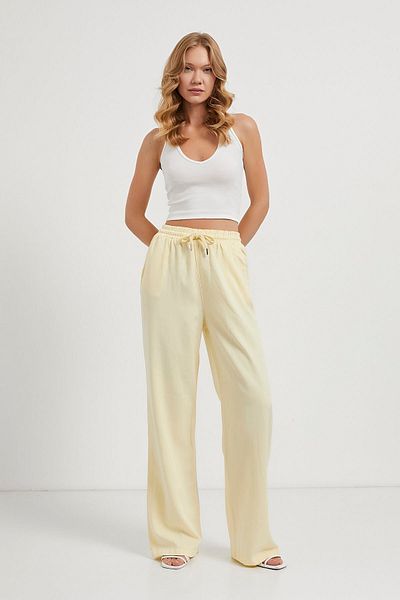 Arma Life Women's Elastic Waist Wide Leg Yellow Palazzo Trousers