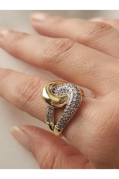 ZÜLİSCH Çelik Yüzük Zirkon Taşlı Gold Ayarlanabilir Ölçü Paslanmaz Suya Dayanıklı