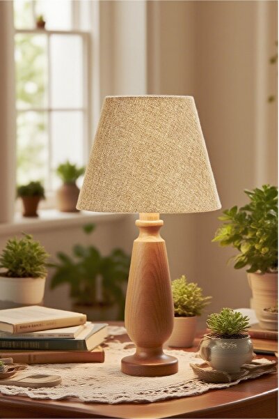 571 Store Magnolia Table Lampshade Wooden Body Fabric Headboard Decorative Table Lamp Night Light