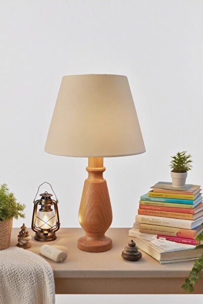 571 Store Magnolia Table Lampshade Wooden Body Fabric Headboard Decorative Table Lamp Night Light