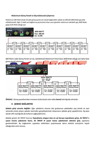URETECH SAKO 3KVA 3000VA 2700 Watt Tam Sinüs Şarjlı Akıllı H.V 80A Mppt İnverter 24V-220V İnvertör 2.7kw 3kw