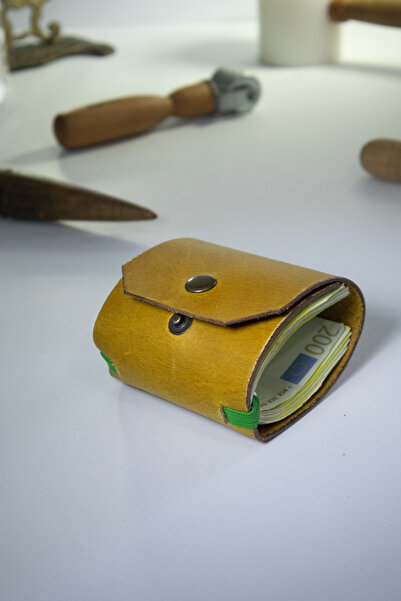 Tauran Genuine Leather Unisex Women's Men's Handmade Wallet with Magnetic Mon...