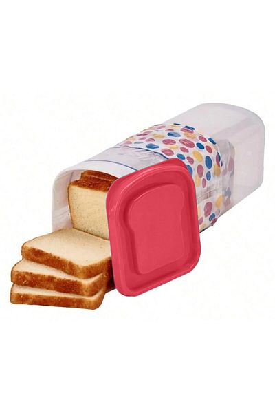 Primlife Cutie pentru depozitarea pâinii, Primlife, plastic, 34 x 13 cm, păstrează prospețimea, capac roșu