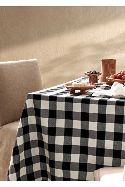 DEVRİM OLİVYA TEKSTİL 1St Class Black and White Thick Checkered Table Cloth, Picnic Cloth, Table Cloth