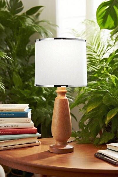 571 Store Magnolia Table Lampshade Wooden Body Fabric Headboard Decorative Table Lamp Night Light