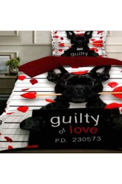 Ralex Lenjerie de pat 1 persoana bumbac Finet 3 D 3 piese 160 x 230 cm, Catelusi rege, Galben Negru, Pucio