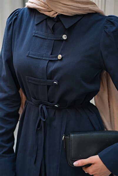 LOCCO Women's Button Detail Suit Navy Blue