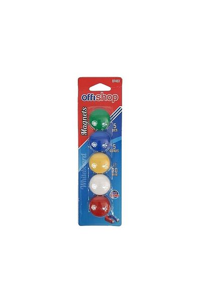 Offishop Set de 5 magneți pentru tablă magnetică, 30 mm, multicolori