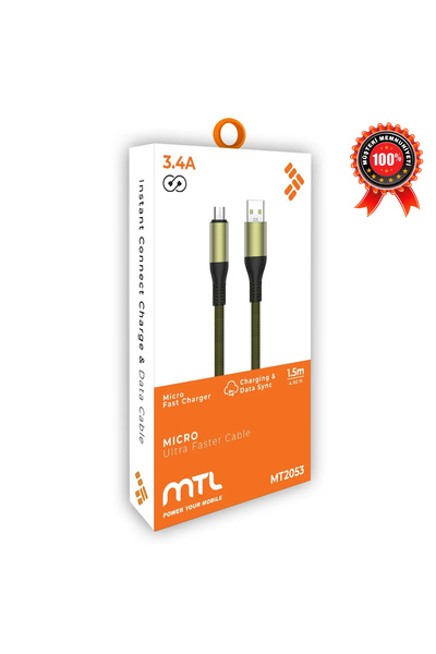 MTL Micro USB Hızlı Şarj ve Data Kablosu - 1.5 Metre Örgülü Metal Başlıklı 3....