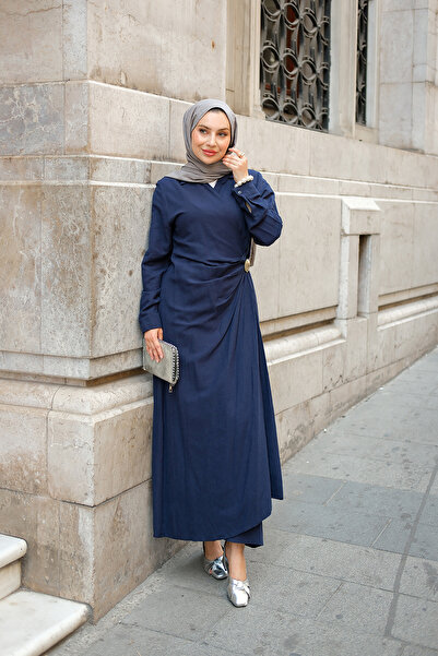 LOCCO Women's Seashell Brooch Dress Navy Blue