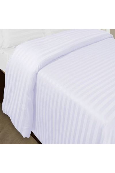 HomePuls Duvet cover 2 people Damask Polycotton stripe 1 cm, 180 x 220 cm, White