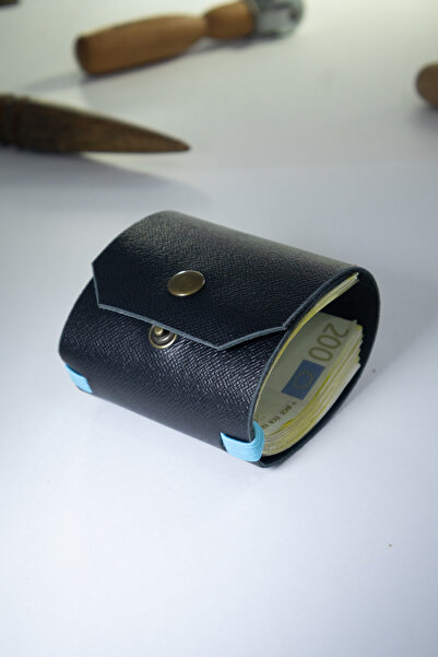 Tauran Genuine Leather Unisex Black White Handmade Wallet with Magnet Money C...