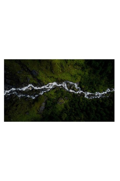 OEM Tablou Canvas, 'Raul serpuind printre munti verzi', 70 x 50 cm