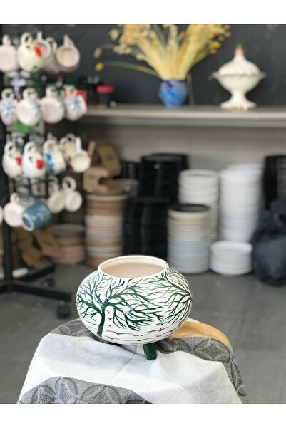 RGS HOMELİFE Χειροποίητο κεραμικό με μοτίβο πράσινου δέντρου μπλε κοβαλτίου i...