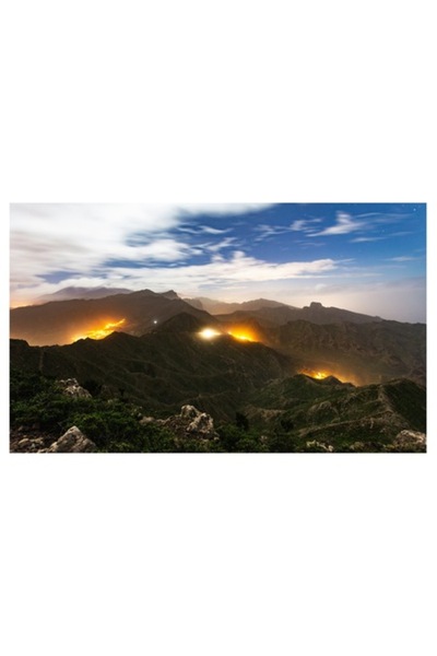 OEM Tablou pe pânză, „Mistere montane sub cerul înstelat”, Nori, Munți, Lumină, Cer, Peisaj, N