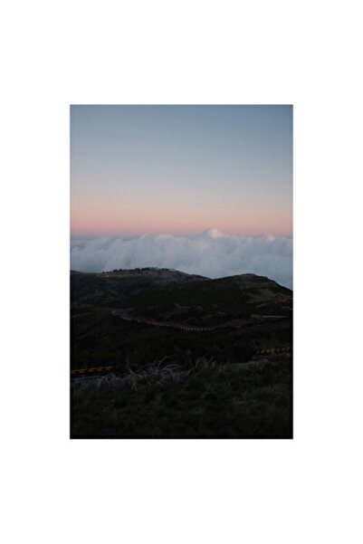 OEM Tablou Canvas, "Drumul spre cer prin munti linistiti", Nori, Munti, Apus, Drum, Verdeata, Misterios,