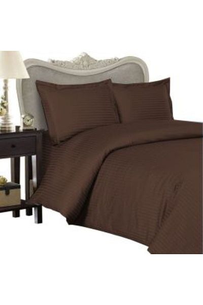 HomePuls Bed Linen for One Person Damask Polycotton Striped 1 cm, 3 Pieces, Sheet 160 x 230 cm, Duvet Cover 1