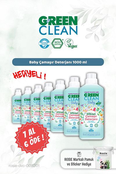 Green Clean Buy 7 Pay 6 Baby Laundry Detergent 1000 ml and Rosie Gift