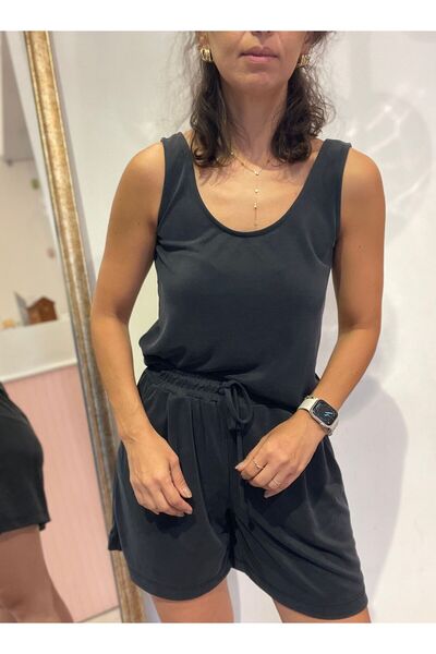 Butik Kadın, Kalın Askılı Atlet, Beli Lastikli Bağcıklı Şort Modal Alt Üst Takım