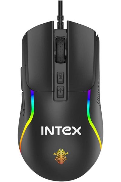 Intex GM505 7D Wired Gaming Mouse DPI 12800 RGB Lighting 7 Programmable Buttons Braided Cable