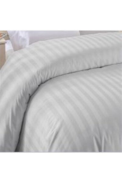 HomePuls King Size Bed Sheet 2 Persons Damask 100% Cotton Hotel Type with 1 cm Stripe, 240 x 260 cm, Gray