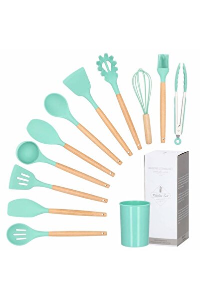 SERSIMO Set de ustensile de bucătărie cu 12 piese, fabricat din silicon rezis...