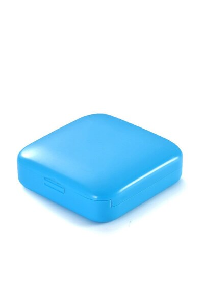 Camy Medication Storage Box, 2 Compartments, Sliding, Blue, Square, Airtight Closure