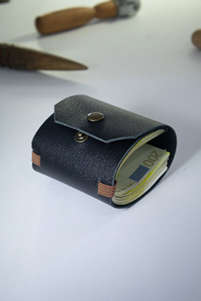 Tauran Genuine Leather Unisex Black White Handmade Wallet with Magnet Money C...